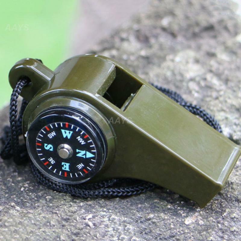 3in1  Survival Whistle Mutifunction Lightweight Whistle Thermometer Compass  For Camping Hiking And Outdoor Activities