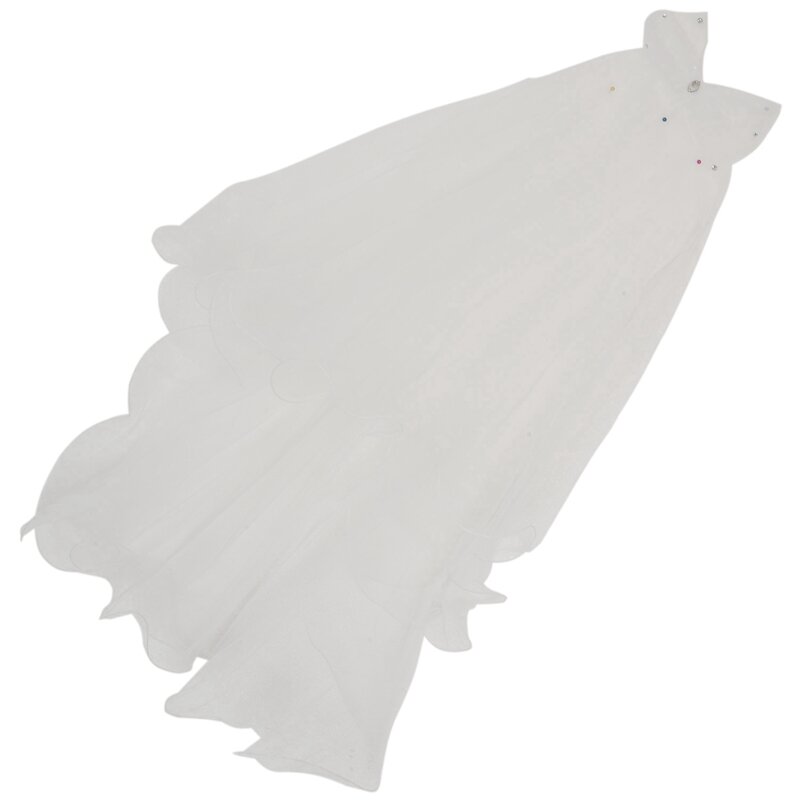 여성 웨딩 베일 드레스, 흰색 나비 매듭 레이어 튤 리본 가장자리 신부 베일