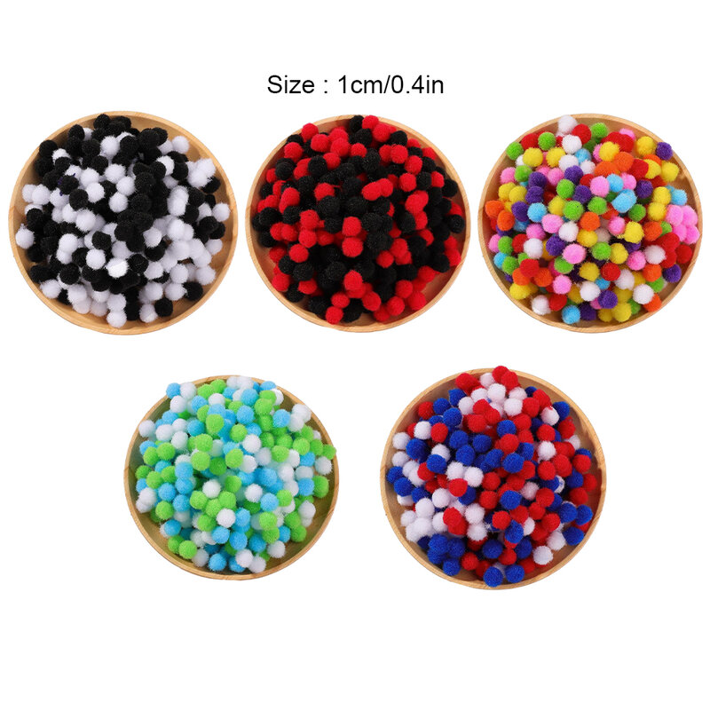 2/3/5 300piece Fashionable Pom Poms Balls For DIY Projects Vibrant Colors Assorted Fuzzy Pompoms Balls