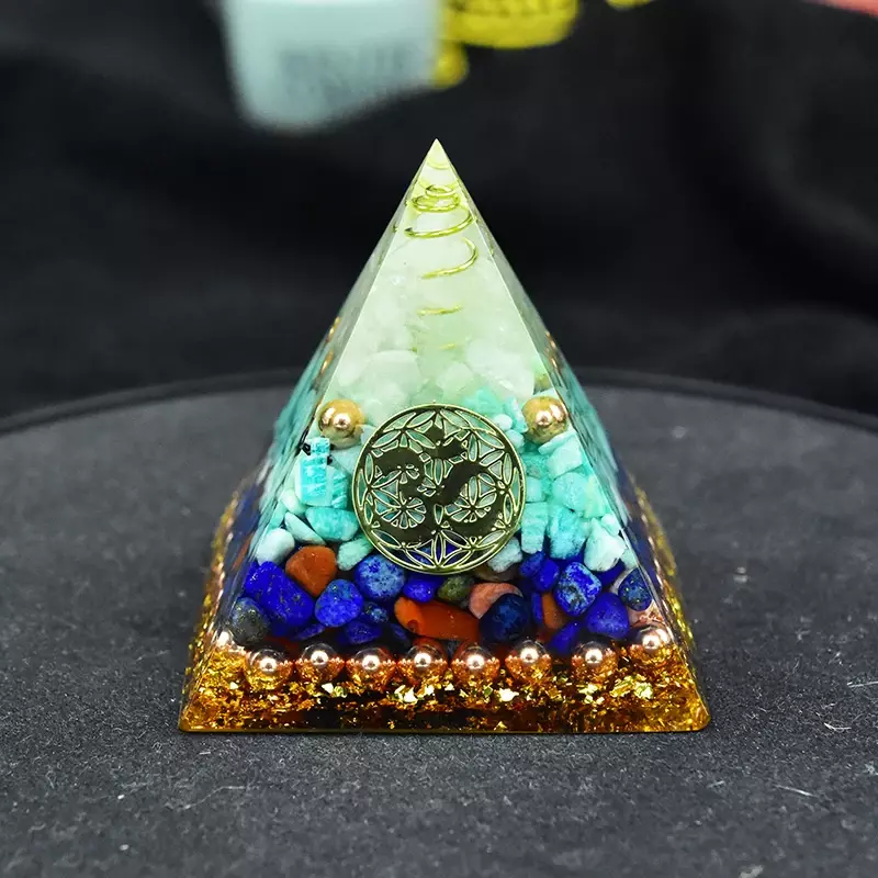 オルゴンライト-手作りのピラミッド,本物のエネルギー,ヨガの癒しのための装飾的な宝石,家の装飾