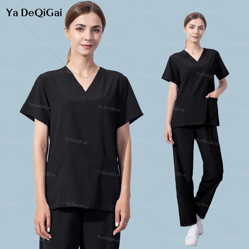 Short Sleeves Comfortable V Neck Workwear Hospital Nurse Medical Scrubs Uniform Sets Nurse Medicos Scrubs Suits Nursing Uniforms
