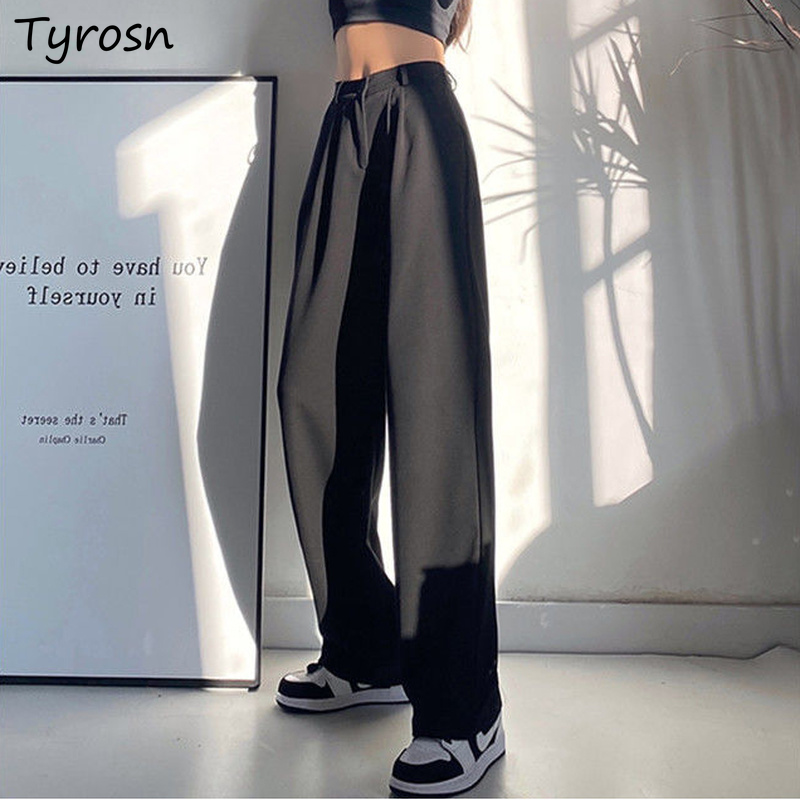 S-3XL Pants Women Pleated High Waist Trousers Tailored Black Office Loose Wide Leg Draped Baggy Mopping Japan Style Slouchy New