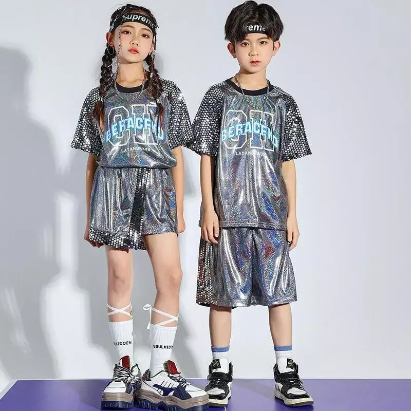 Dziecięca odzież sportowa dziecięca scena cekiny taniec uliczny dziewczynek ubranie taneczne chłopców kostium ubiór na przedstawienie