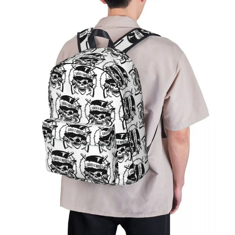 Guns N Rose GNR Logo ransel musik Steampunk tas buku siswa kapasitas besar tas bahu ransel perjalanan tas sekolah anak-anak