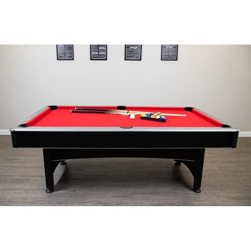 Hathaway Maverick 7-Foot Pool and Table Tennis Multi Game with Red Felt Blue Surface. Includes Cues, Paddles an