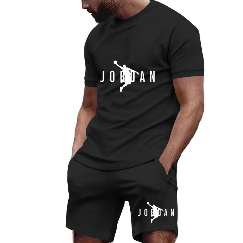 T-shirt à manches courtes et objectifs pour hommes, ensemble sportif décontracté, séchage rapide, mode fitness, nouveau, 2024, ensemble 2 pièces