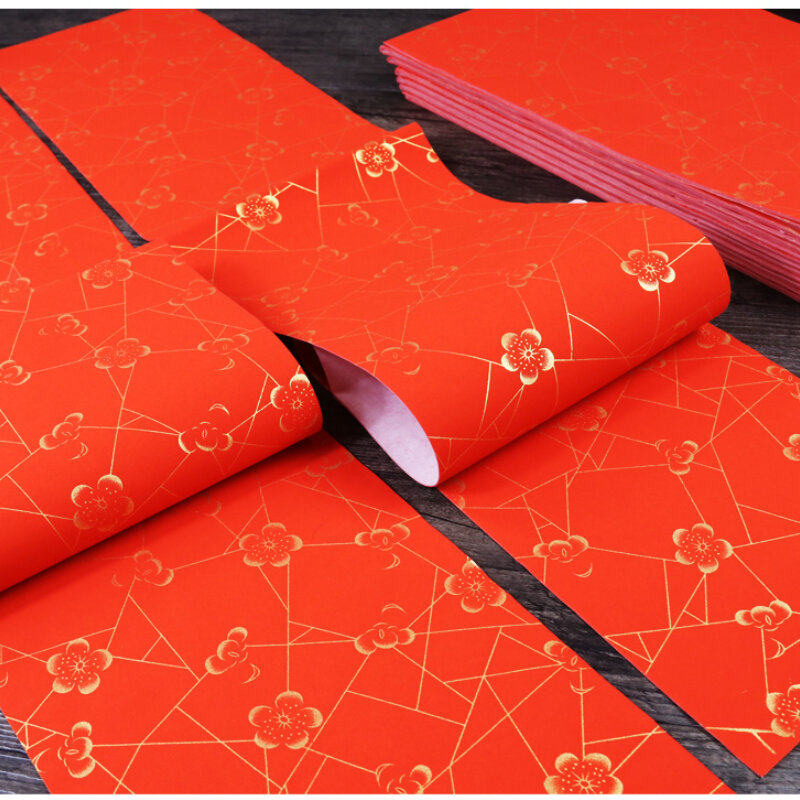 Chiński wiosenny festiwal Couplets czerwony Papier Xuan chiński czerwony Papier ryżowy Wannian czerwony kaligrafia artystyczna pędzelek do zdobień Papier Papel chiny