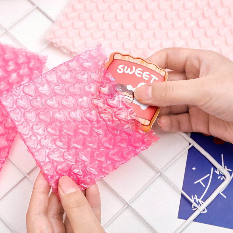 Bolsas de embalaje de papelería para niñas, sobres a prueba de golpes, color rosa, 10 piezas