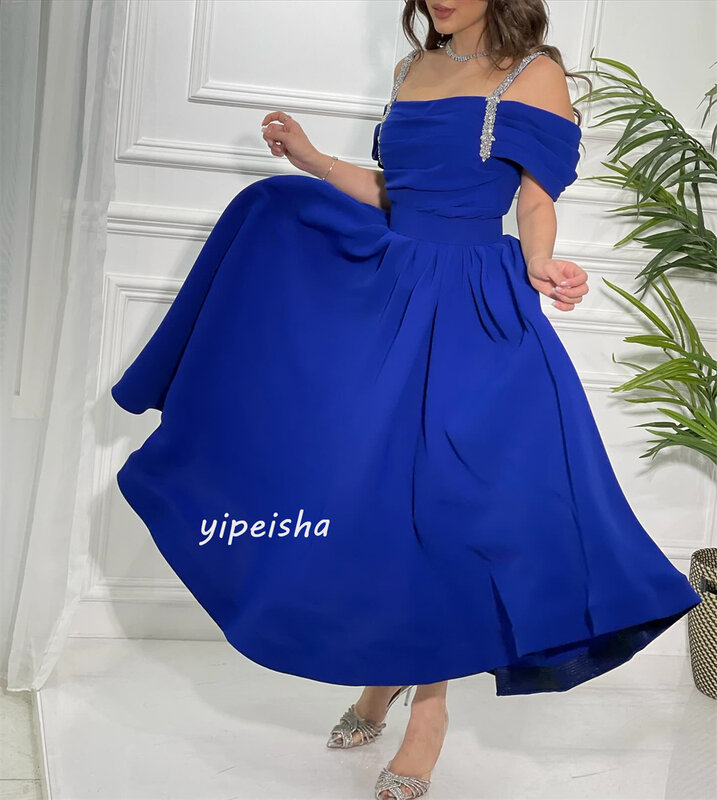 Jiayigong High Quality Exquisite  Jersey Sequined Draped Prom A-line Off-the-shoulder Bespoke Occasion Gown Midi DressesEvening