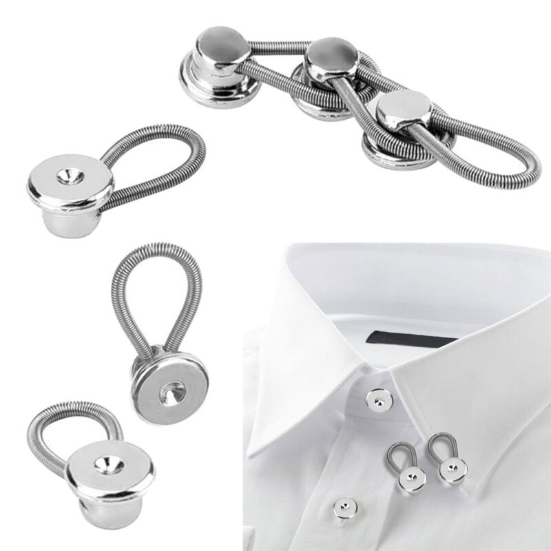 Botón extensión cuello para pantalones, hebilla longitud en expansión, cuello camisa, elasticidad ajustable y botón