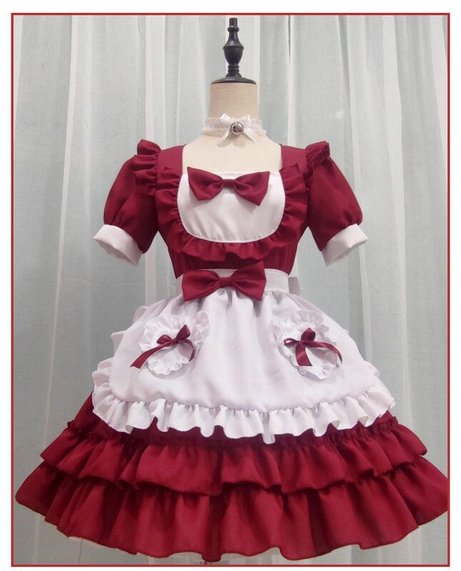 Vestido suave para niña, uniforme de sirvienta Rosa puro y lindo, conjunto de Cosplay, juego de rol