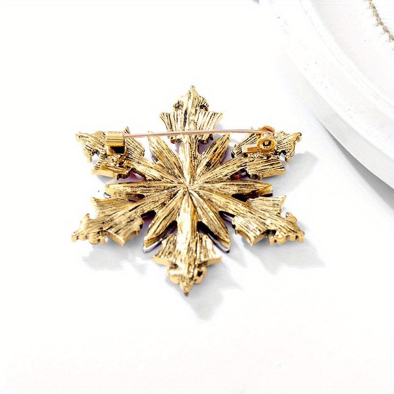 Christmas Snowflake Shape Brooch, Strass Badge, Pin Corsage, Acessórios de vestuário, 1Pc