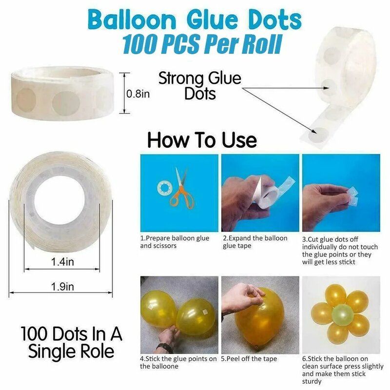 100 Punt Ballon Zelfklevende Capsules Transparante Verpakking Ballon Uitgiftepunt 1.2 Cm Diameter Voor Trouwkamerdecoraties