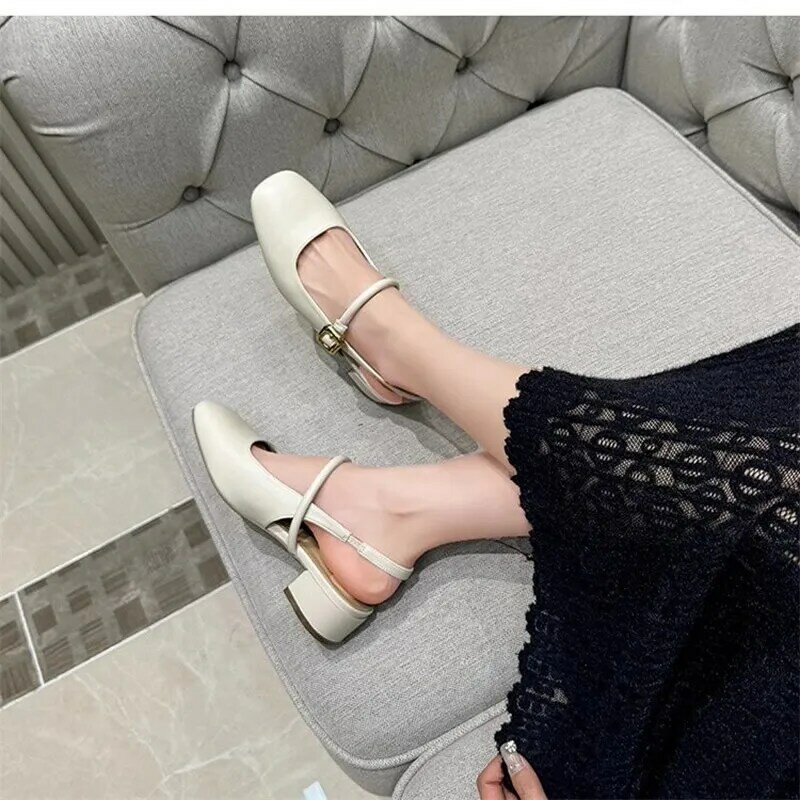 2024 New Women's Low Heel Sandals Ladies Retro Mary Jane Pumps Casual Summer Female Sexy High Heels Women Shoes Shoes for Women