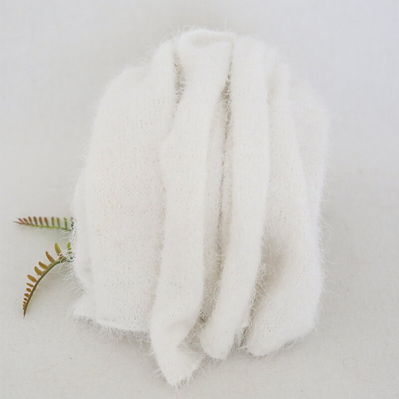 Newborn Stretch Knit Fuzzy Wrap Baby Photography Props Soft Jersey Wrap Hat Set Swaddle Milestone Photo Props