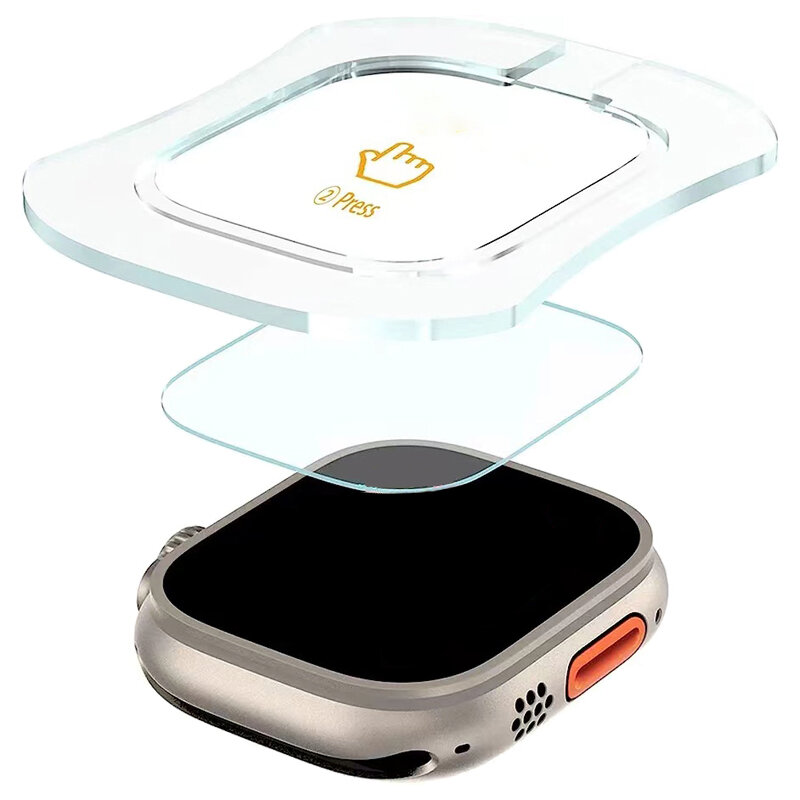 Pellicola in vetro temperato HD per Apple Watch Series Ultra 49mm con strumento di allineamento pellicola salvaschermo di facile installazione per iWatch Ultra 2