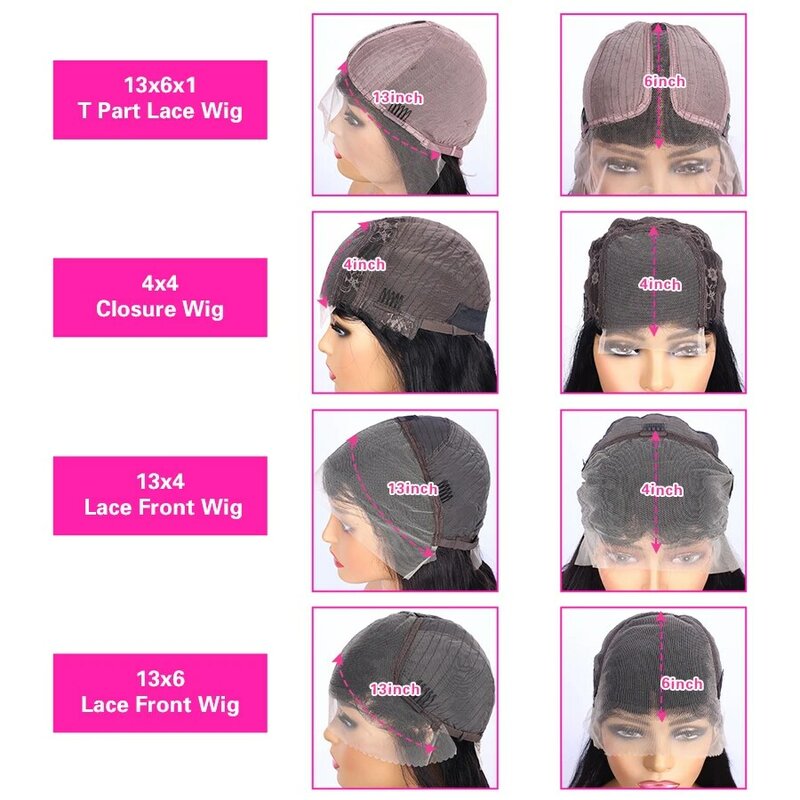 Perucas de cabelo humano para mulheres, peruca sem cola, cabelo brasileiro, 13x6 HD Lace Frontal Wig