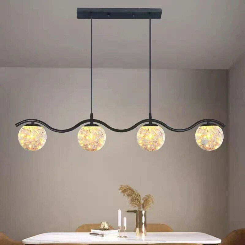 Nordic Long Dining Pendant Lights Glass Lampshade Gold Black for Living Room Center Table Kitchen Chandelier Home Decor Fixture