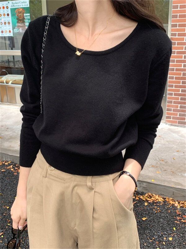5 Colors Women Sweaters Loose Solid Knitwear 2023 Autumn New Outwear Warm Fashion Pullovers Chic Gentle Soft