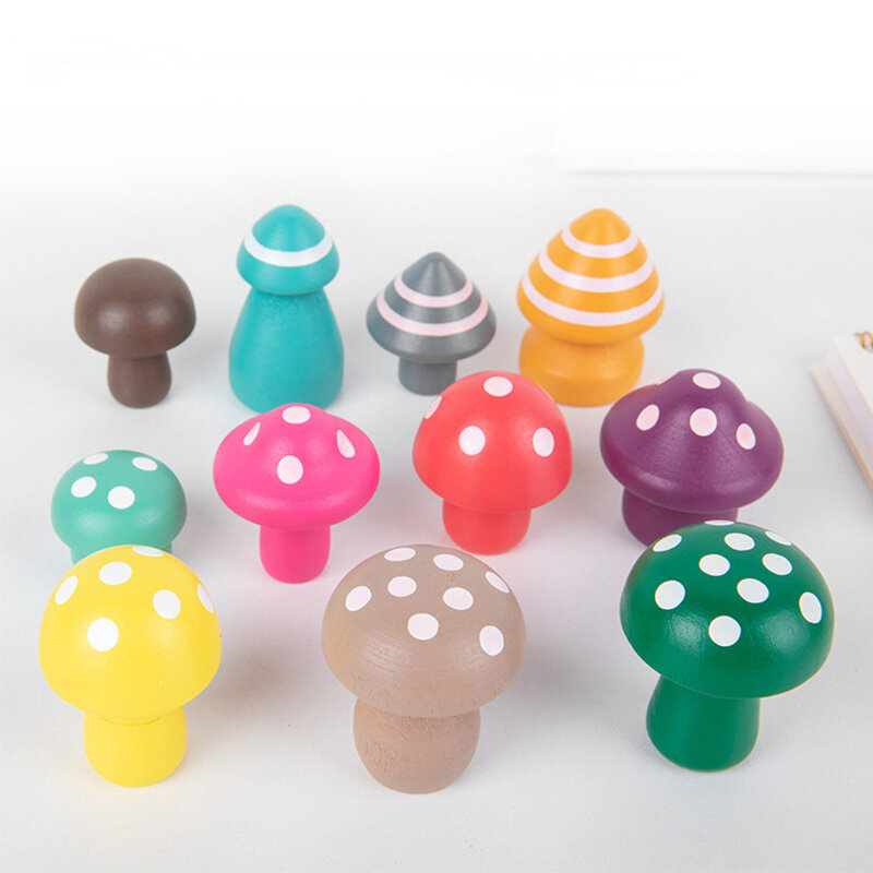 버섯 모양 맞는 장난감 교육 장난감 1-2 년 두뇌 장난감 어린이용, 색상 번호 인식, 나무 학습 메모리 게임