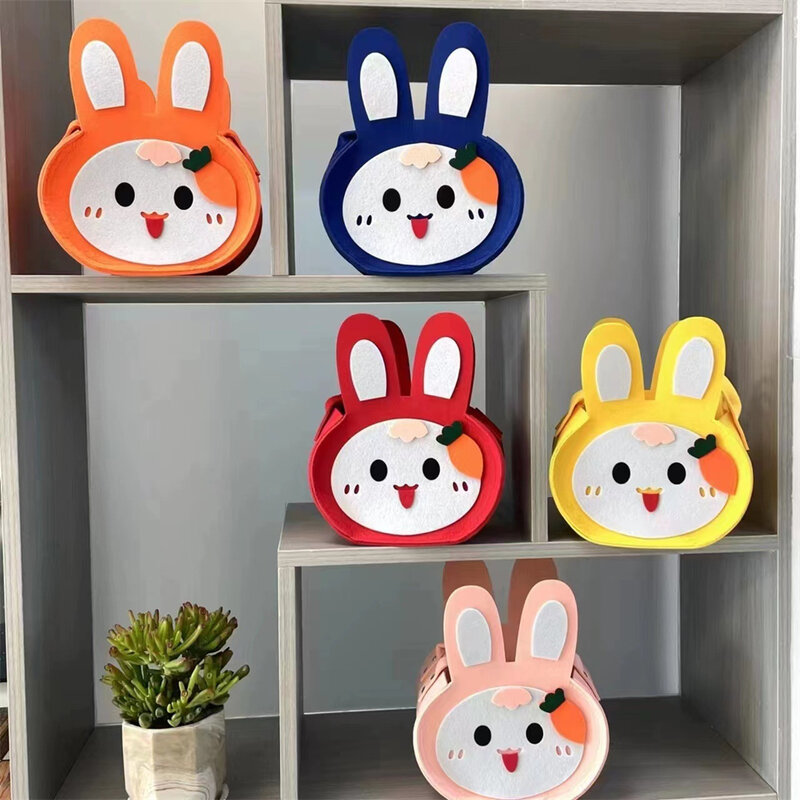 Cartoon Cute Rabbit Shape Felt Bag Easter Bunny Gift Packing Bags Candy Tote Bags Wedding Birthday Party Organizer Handbag