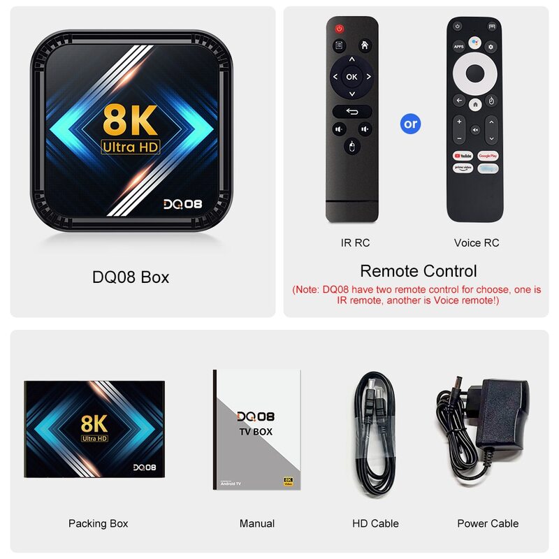DQ08 RK3528 Smart TV Box Android 13 Quad Core Cortex A53 supporto 8K Video 4K HDR10 + Dual Wifi BT Google Voice 2 g16g 4G 32G 64G