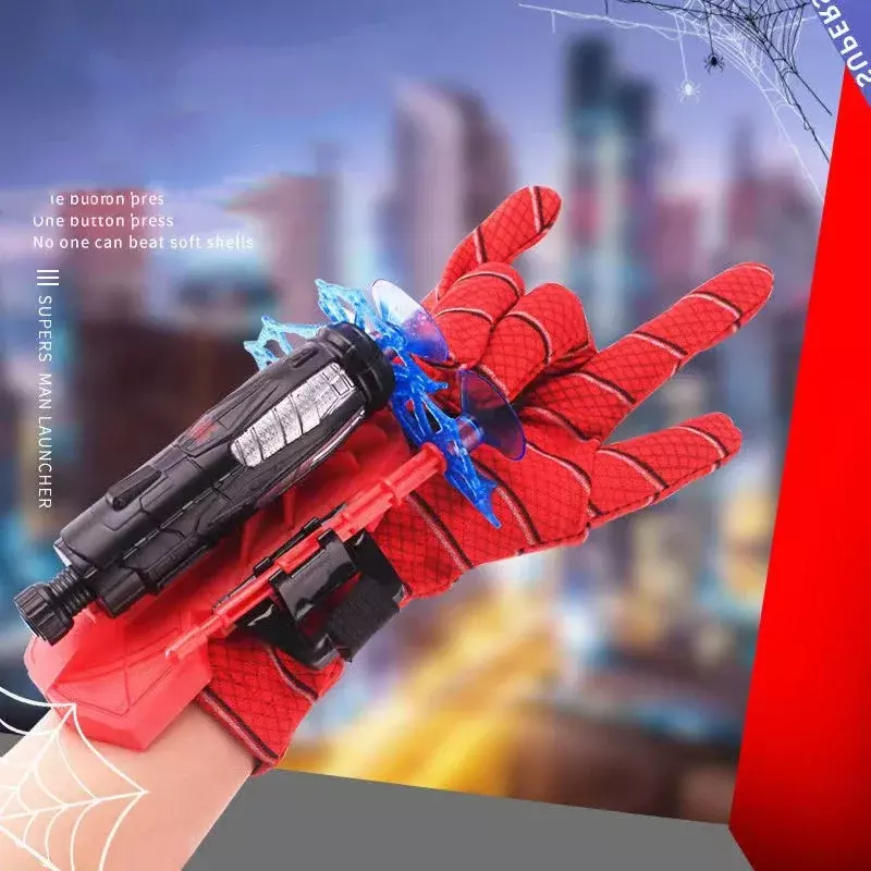 Menyenangkan anak laki-laki Spider sutra Musim Semi pistol baru Gag mainan untuk anak-anak lembut peluru peluncur pahlawan sarung tangan anak-anak natal hadiah Halloween