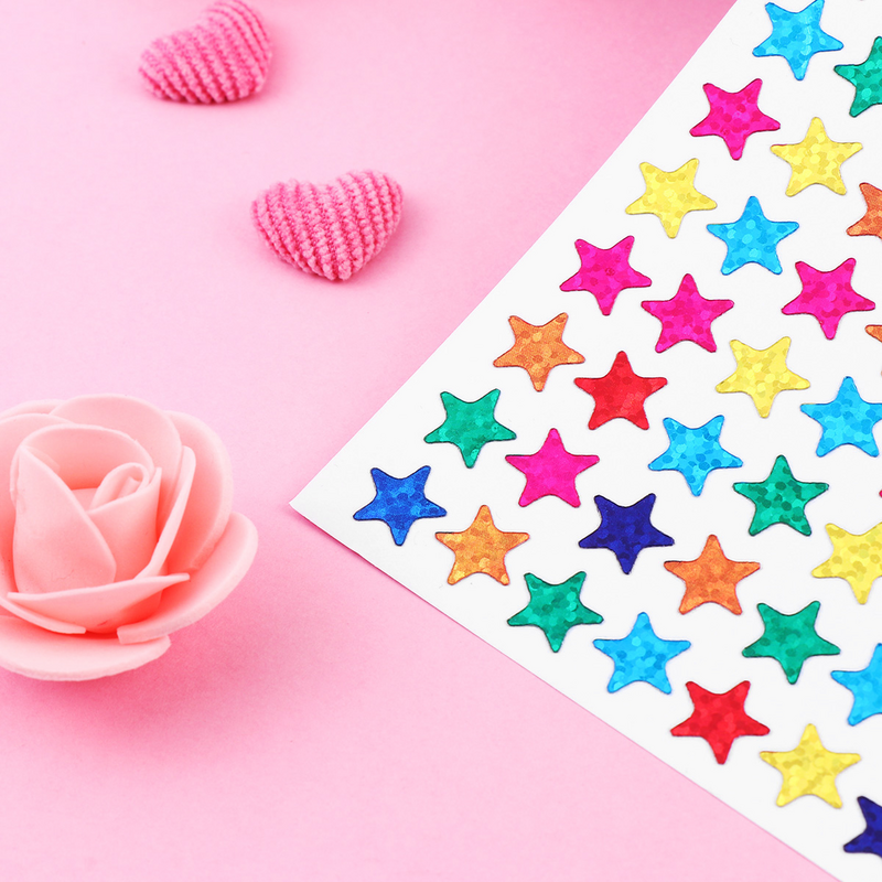 Stickers Star Shiny Sparkle Reward Kids Colored Stars Adhesive Bling Multicolor Self Glitter Metallic Teacher Crafts Labels