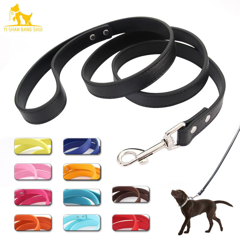 16 Colors Dog Leash Soild Color Leather Pet Walking Training Leads For Small Medium Large Dogs Cat In Collar And Harness 120cm