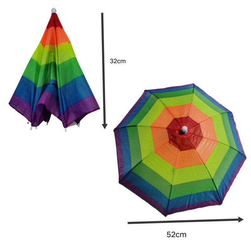 Colorful Umbrella Hat Waterproof Elastic Rainbow Head Umbrella Caps for Adults Kids Women Men