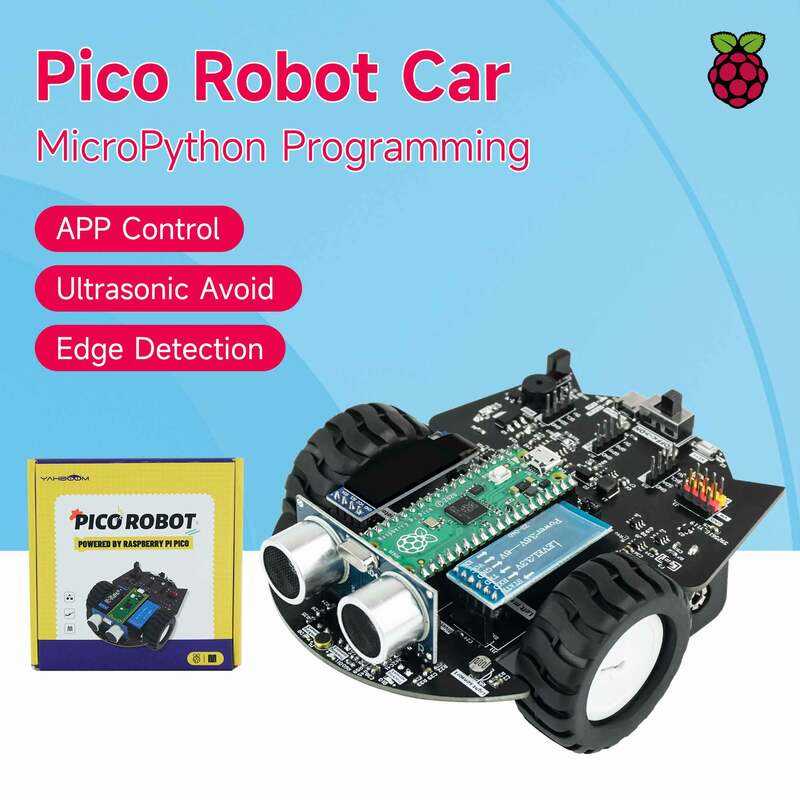 Yahboom-ピコロボット車を開発する電子キット,コーディングロボット,マイクロpythonのサポート,プログラミング,アプリケーション,赤外線制御