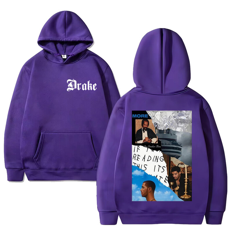 Rapper Drake Inspired Album Cover Double Sided Printed Hoodies Men Women Y2k Casual Fleece Sweatshirts Unisex Loose vintage Tops