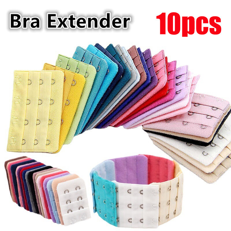 10pcs Ladies Useful Black White Bra Extenders Strap Extension Adjustable Belt Handmade Women's Bra Buckle Accessories DIY