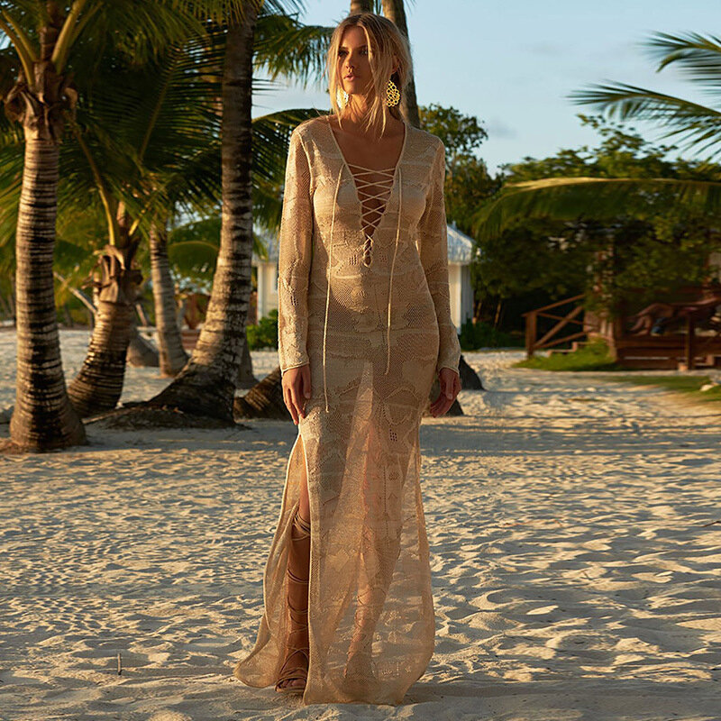 Новая Длинная вязаная юбка для отдыха пляжное платье свободного покроя для женщин