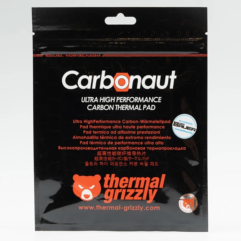 Almofada térmica de carbono reciclável, Thermal Grizzly Carbonaut, Silicone Motherboard, 62.5W/mk CPU GPU PS4 Motherboard