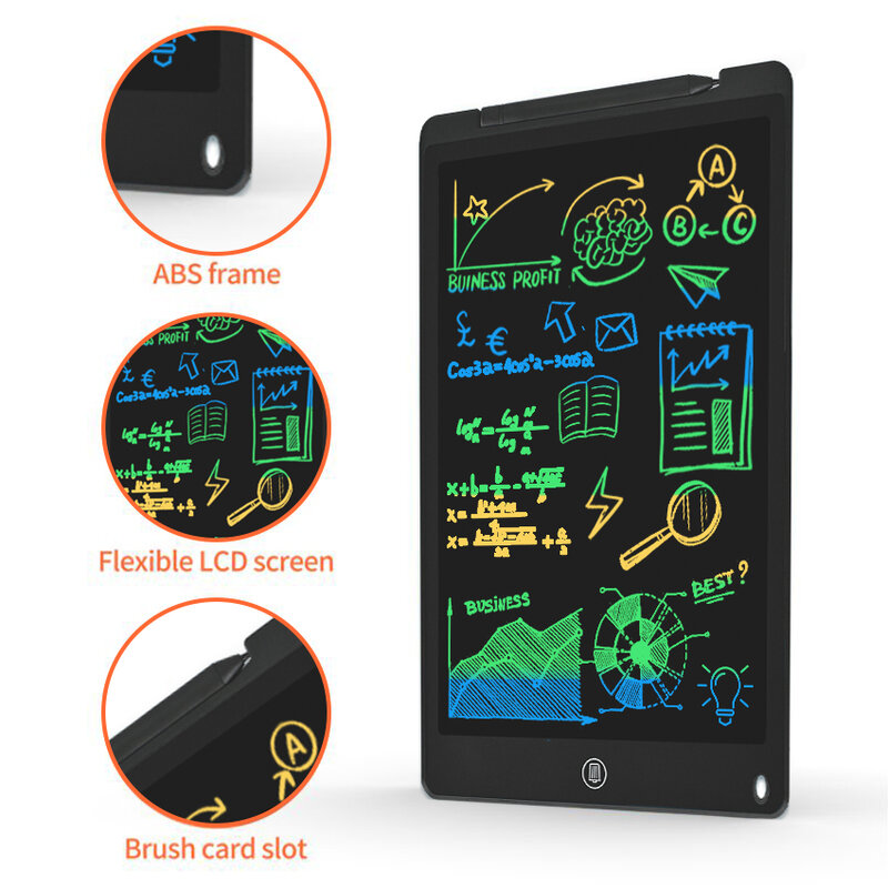 Tablet de Desenho LCD para Crianças, Placa de Escrita Eletrônica, Gráficos Coloridos Digitais, Almofada De Escrita, Graffiti Sketchpad, 12 polegadas