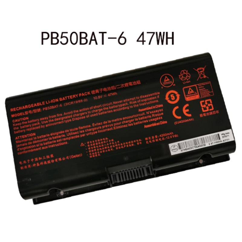 Batería PB50BAT-6 CPB5S01 CPB5S03 para Hasee Z9 G9CU7PK Z8G8CR7P1 ZX9DA7NP PowerSpec 1720 1520 Clevo PB51RF PB70EF PB71EF NP8371