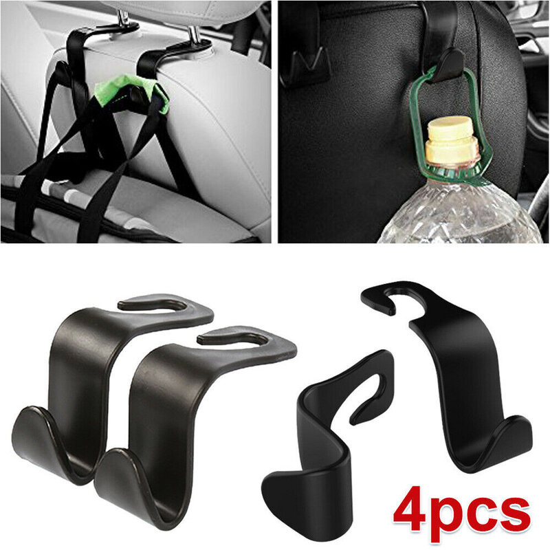4pcs Car Back Seat Bag Handbag Hooks Headrest Hanger Storage Groceries For Auto Back Seat Organizer Hanger Storage Holder