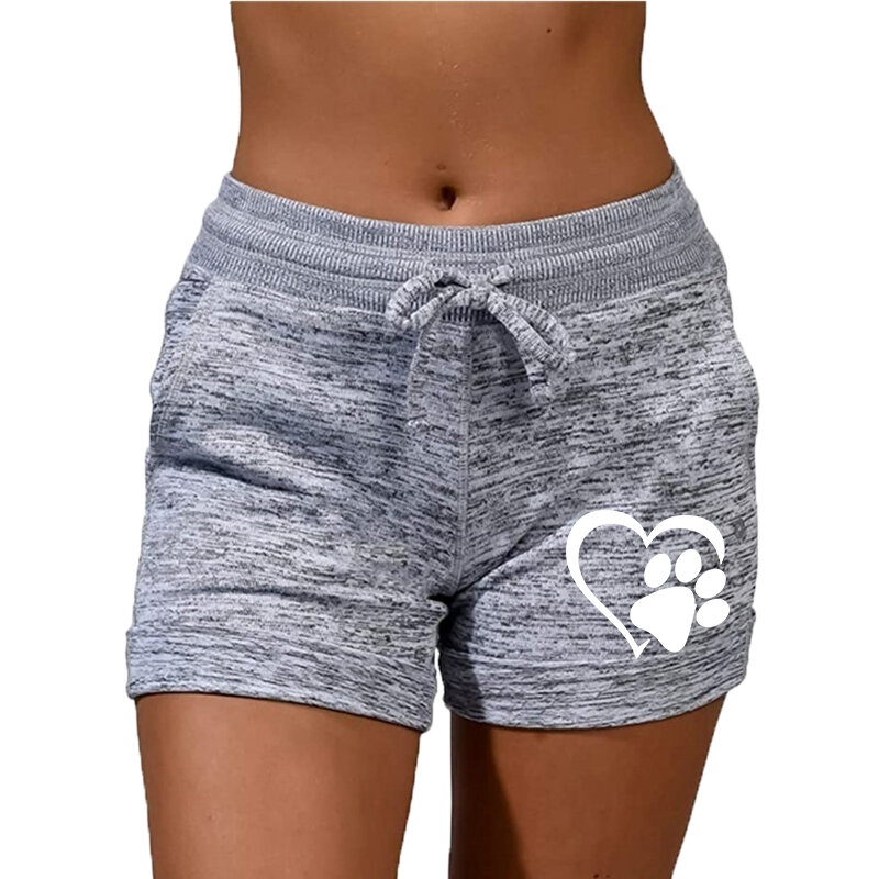 Summer Women's Cotton High Waist Shorts Quick-drying Sports Fitness Yoga Shorts Casual Plus Size Drawstring Shorts for Ladies
