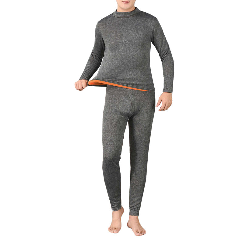 Мужские зимние Термокальсоны с флисовой подкладкой нижнее белье ультраплотная эластичная Пижама 2 шт./комплект теплая однотонная Пижама