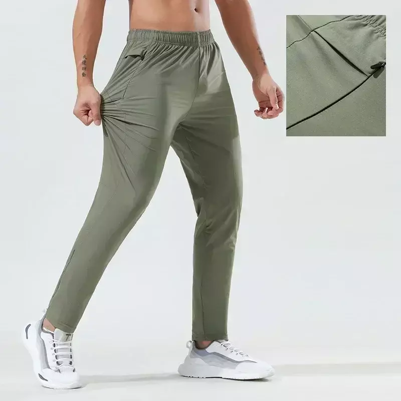 Cytrynowe letnie męskie spodnie sportowe cienkie wiosenne Fitness bieganie szczupłe elastyczne szybkoschnące oddychające spodnie do ćwiczeń Fitness joga rekreacyjne