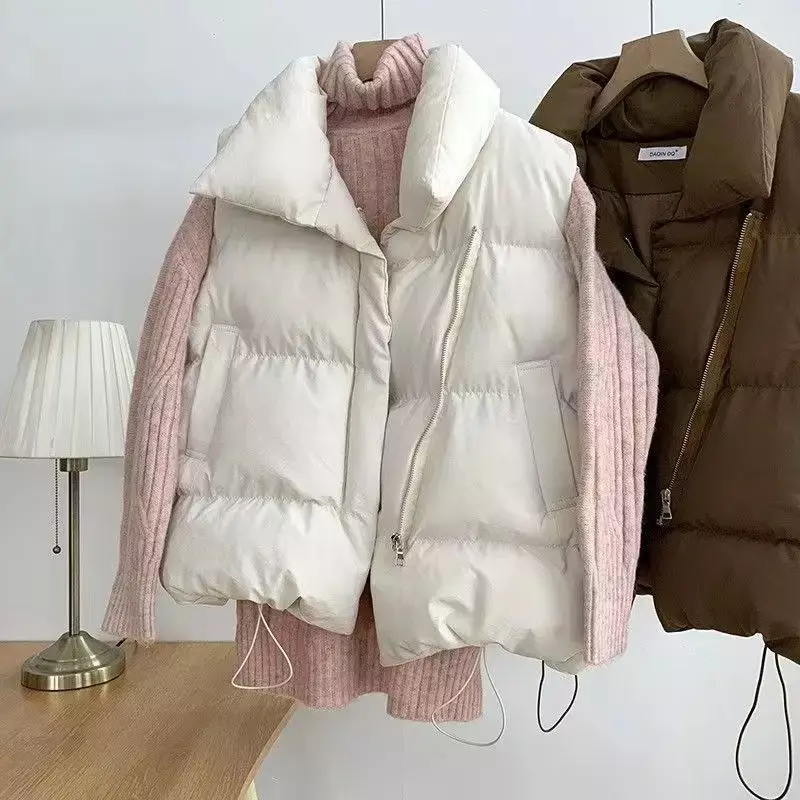 Herfst Winter Lichtgewicht Sustans Vest Voor Vrouwen Koreaanse Stijl Losse Jas Mode Meisje Solide Mouwloze Parka 'S Winter Warm Vest