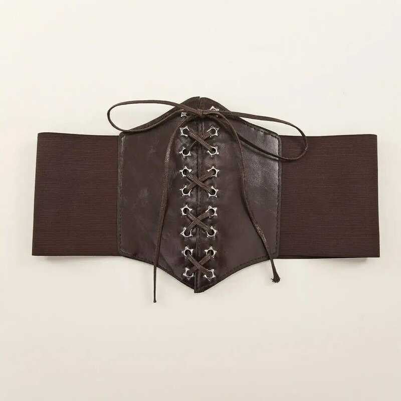Damskie elastyczny gorset regulowane sznurowane szeroki pas ze sztucznej skóry wyszczuplające ciało w pasie sukienka dekoracja koszuli