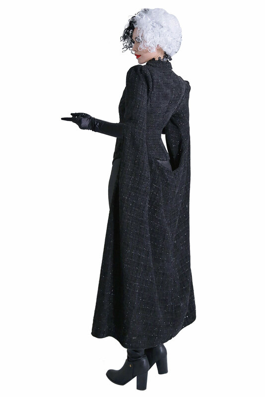 Cruellaコスプレ衣装黒コートドレス服ハロウィンカーニバルスーツ