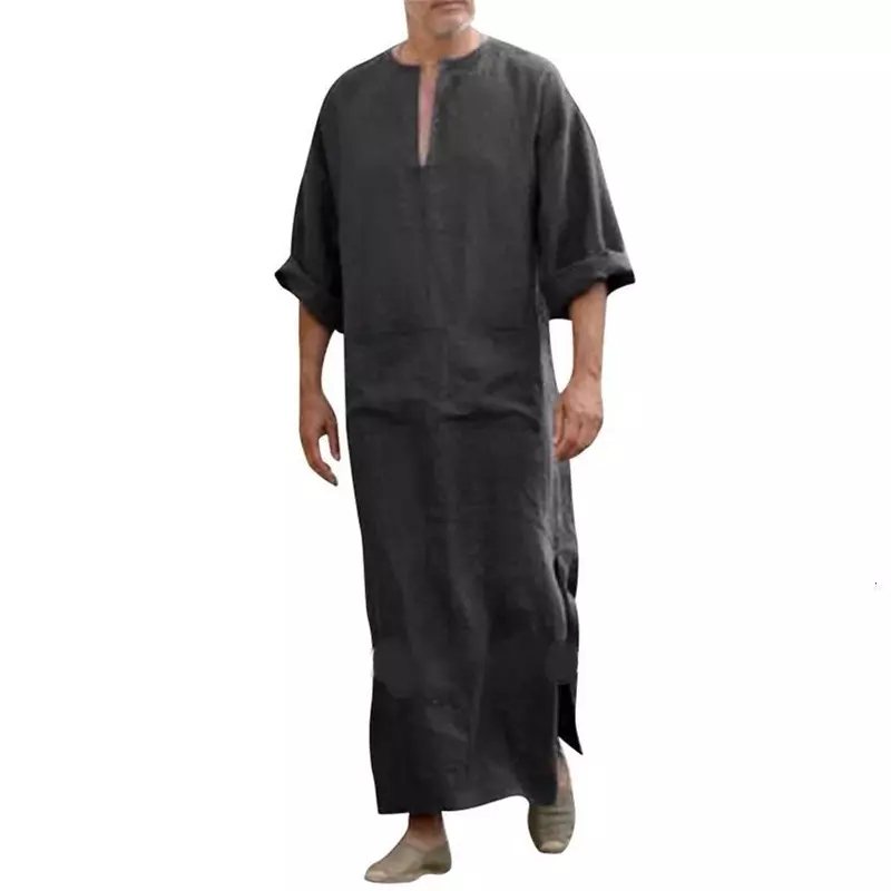 Vestidos longos árabes do Oriente Médio para homens, Jubba Thobe Kaftan, Vestuário islâmico, moda muçulmana, vestido árabe Abaya Dubai