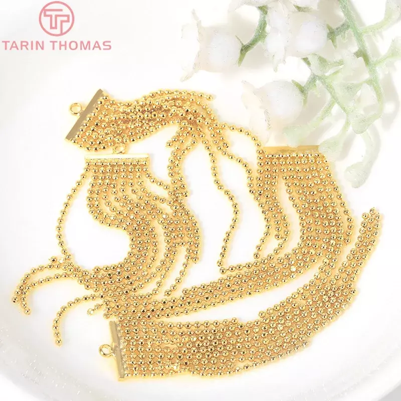 (2289)4PCS 11x60MM 24K Gold Color Plated Brass Tassel Earrings Charms Pendants High Quality Diy Jewelry Accessories