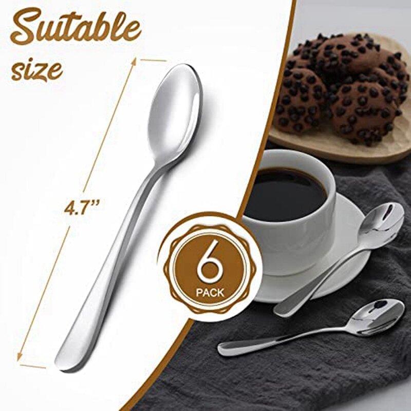 Mini cuchara de café de acero inoxidable, cuchara de postre, 12 piezas, 4,7 pulgadas