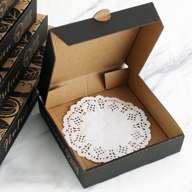 Kustom productBurger paket pemasok karton desain dicetak kotak kemasan kotak Pizza kustom dengan Logo 33 35 30 40
