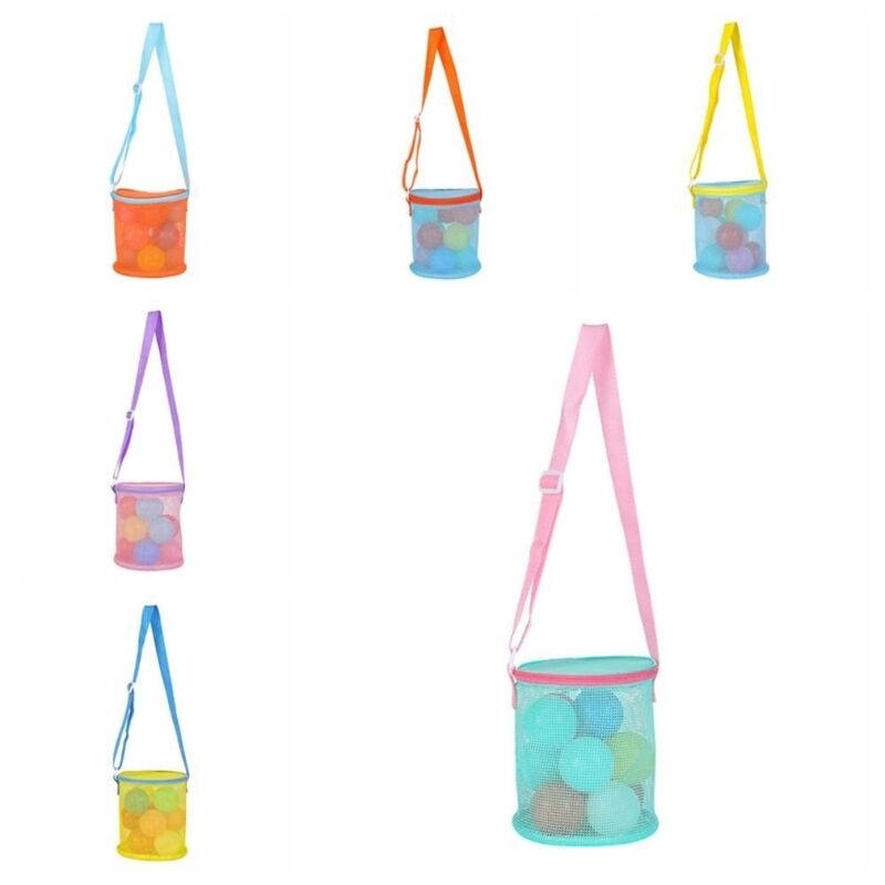 메쉬 비치 가방 야외 해변 메쉬 가방, 쉘 수집 가방, 조절 가능한 어깨 스트랩, 그물 지퍼 배낭, 수영 모래 장난감
