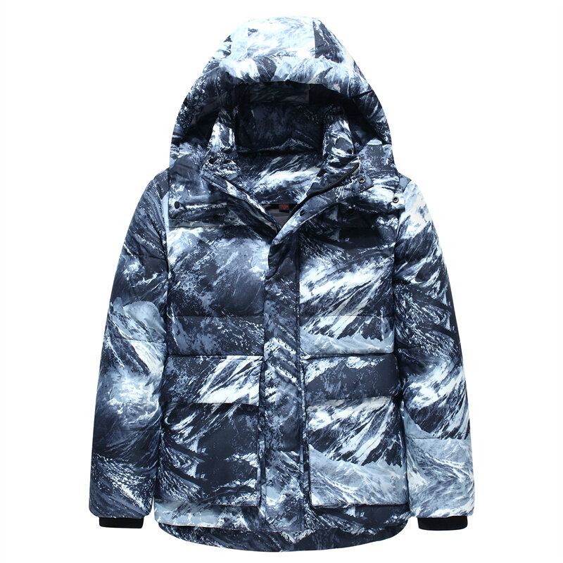 남성용 90% 화이트 덕 다운 재킷, 후드 두껍고 따뜻한 퍼퍼 코트, 루즈 블랙 파카, 고품질, 2023 신상 브랜드